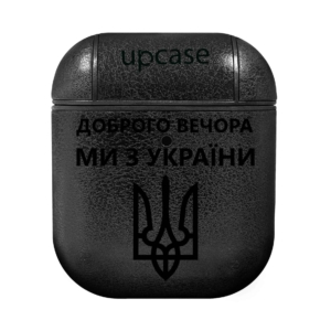 Чохол Upcase Натуральна шкіра AirPods 1/2 Ukraine Black